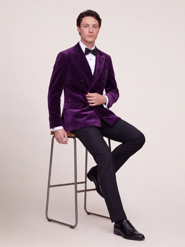 Royal Purple Velvet Double-Breasted Tuxedo