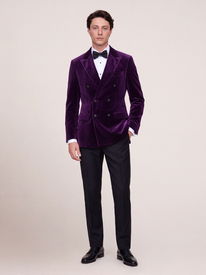Royal Purple Velvet Double-Breasted Tuxedo