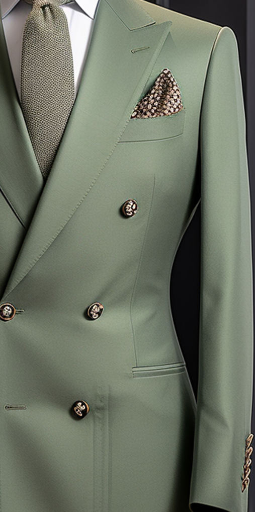 Sophisticated Sage Green Double Breasted Suit for Men