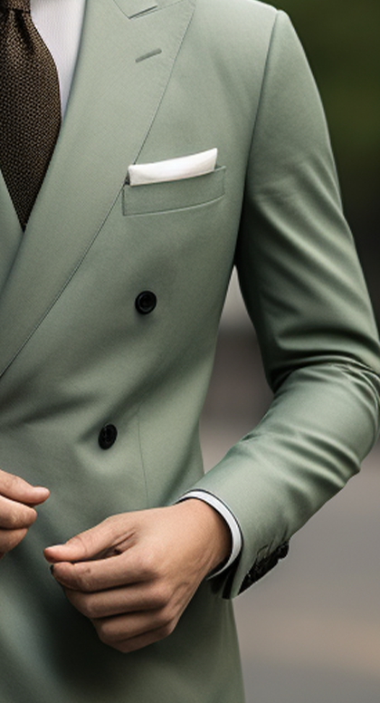 Stylish Sage Green Double Breasted Suit for Men