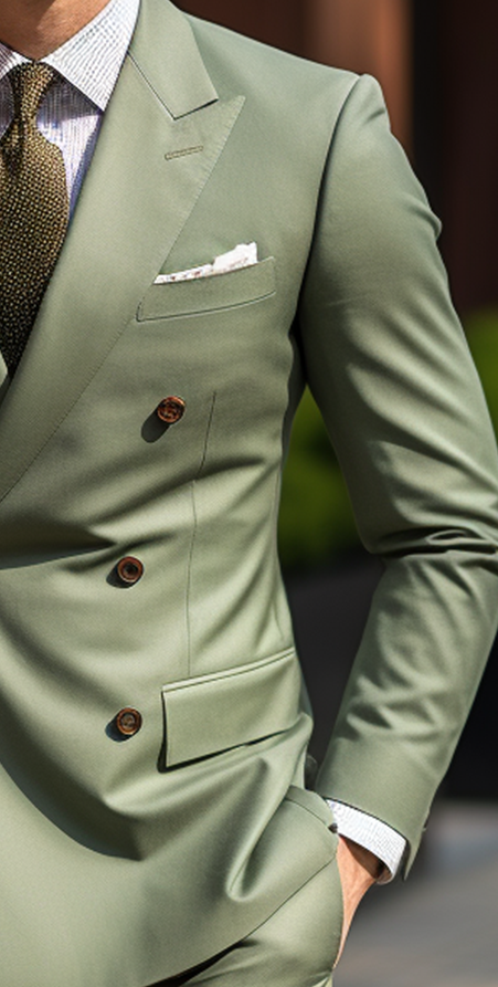 Sage Green Double Breasted Suit for Men