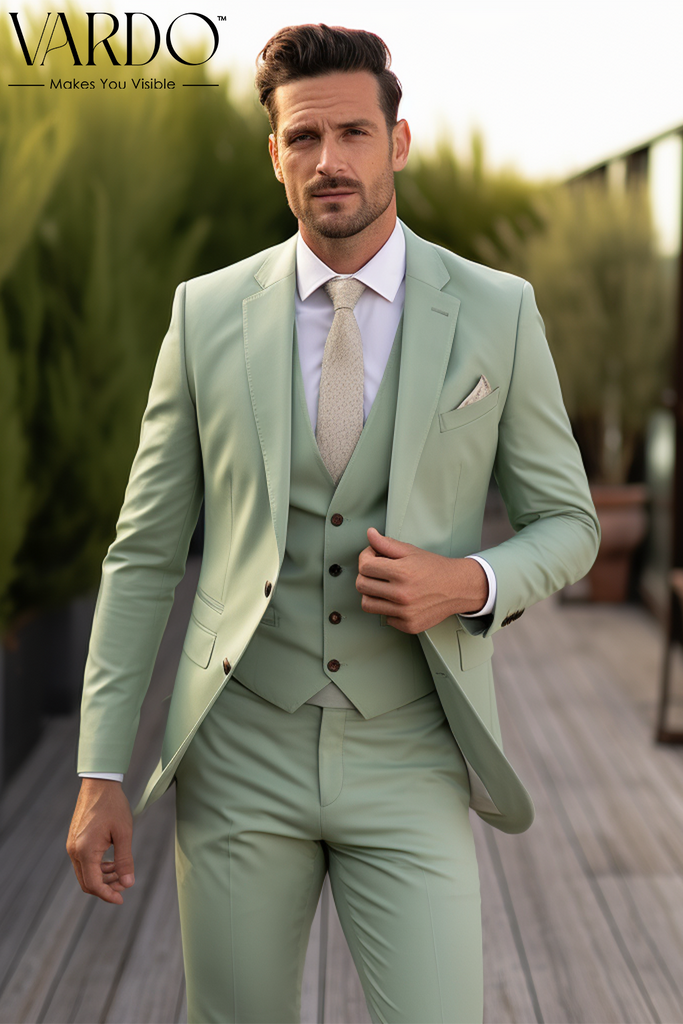 Classic Sage Green Three Piece Suit for Men VARDO