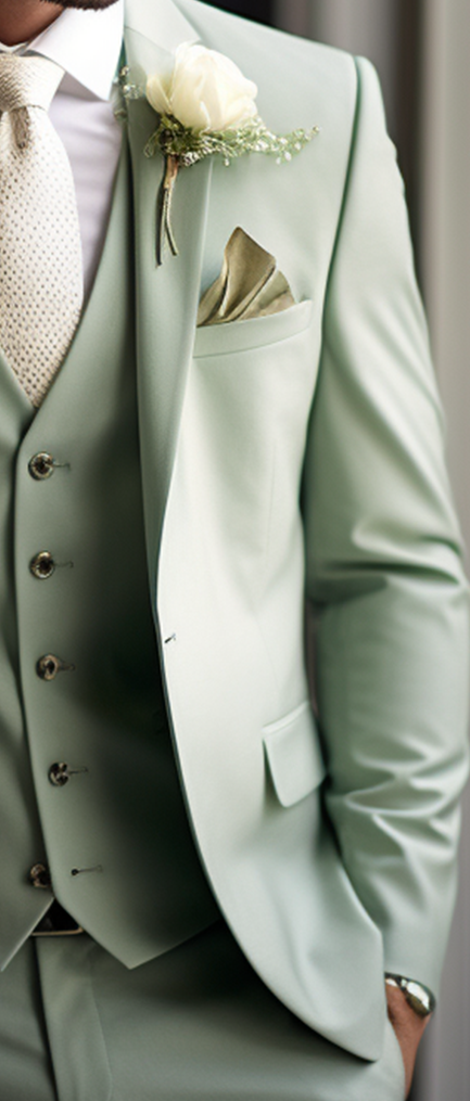 Elegant Sage Green Three-Piece Suit for Men