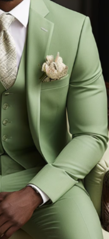 Premium Men's Honey Dew Green Three Piece Suit