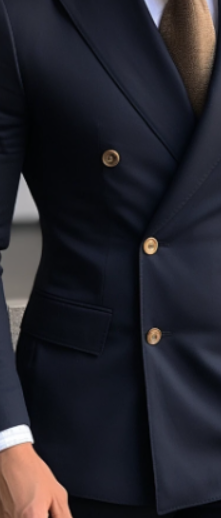 Classic Navy Blue Double-Breasted Suit for Men