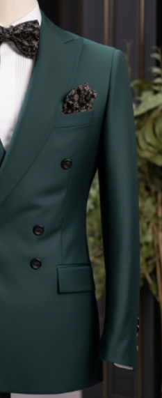 Classic Teal Double-Breasted Suit for Men