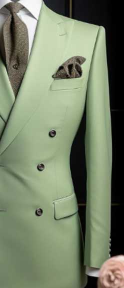 Honey Dew Green Double Breasted Suit for Men