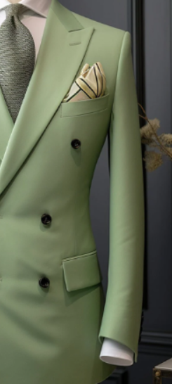 Men's Honey Dew Green Double Breasted Suit for Men