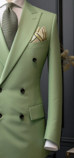 Men's Honey Dew Green Double Breasted Suit for Men