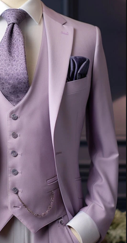 Modern Gentleman's Light Purple Three-Piece Suit