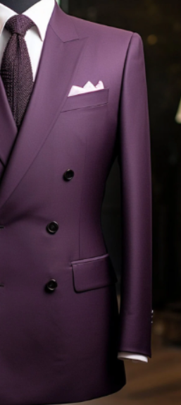 Royal Elegance: Men's Purple Double Breasted Suit for Men