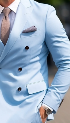 Men's Sky Blue Double Breasted Suit