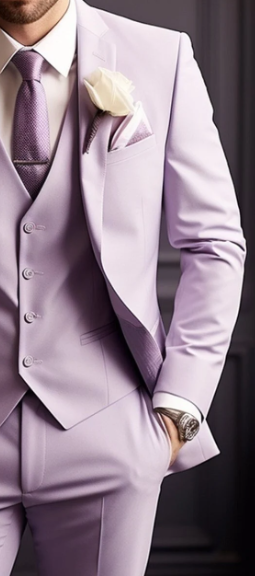 Stylish Men's Light Purple Three-Piece Suit