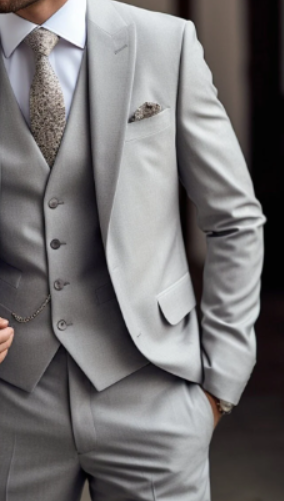 Classic Men's Light Grey Three-Piece Suit