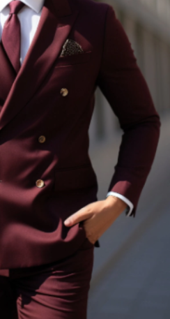 Men's Luxe Burgundy Double-Breasted Suit