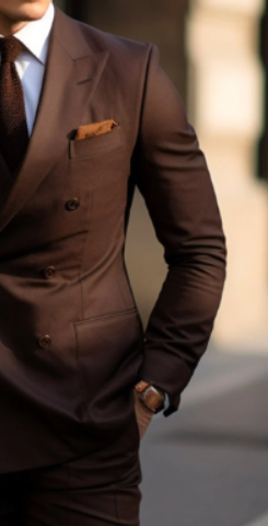 Elegant  Dark Brown Double Breasted Suit