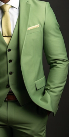 Elegant Honey Dew Green Three Piece Suit for Men