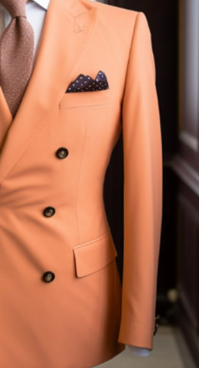 Men's Light Orange Double Breasted Suit