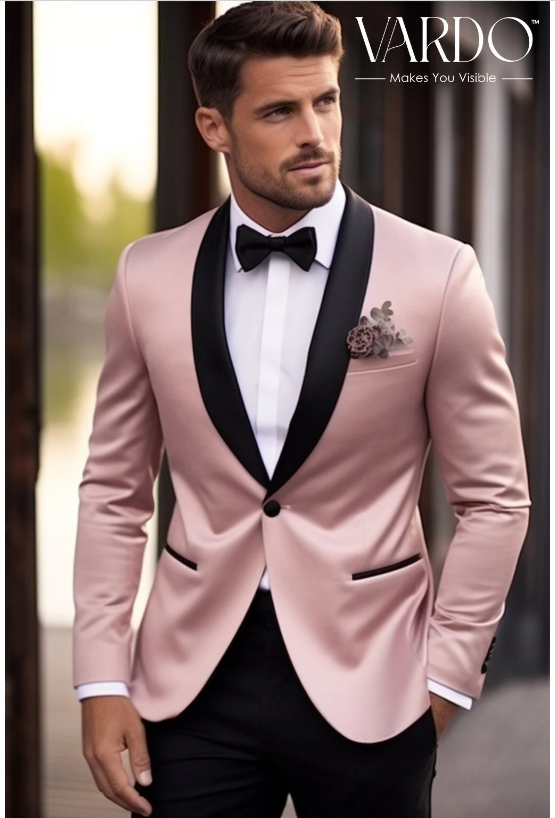 Elegant Light Pink Tuxedo Jacket for Men - Formal Wedding, Prom, and Special Occasion Attire - Tailored Suit - The Rising Sun store, Vardo