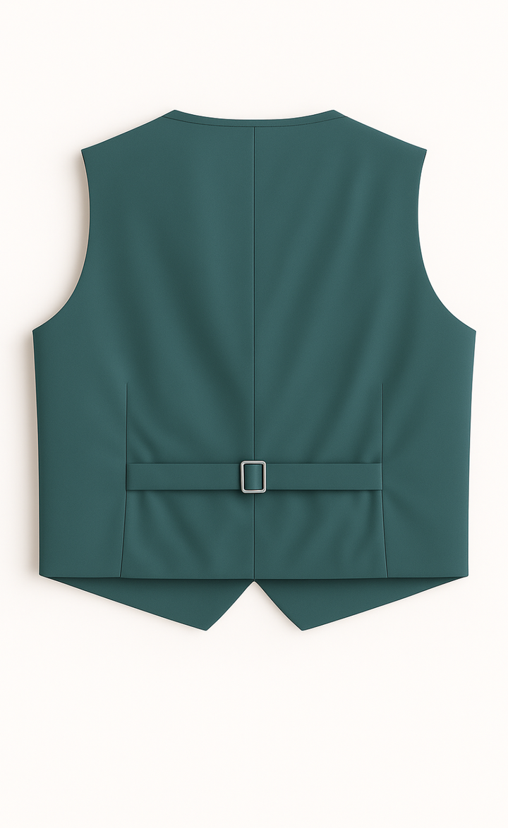 Teal Blue Double-Breasted Vest for Men – Fully Lined 6-Button Waistcoat