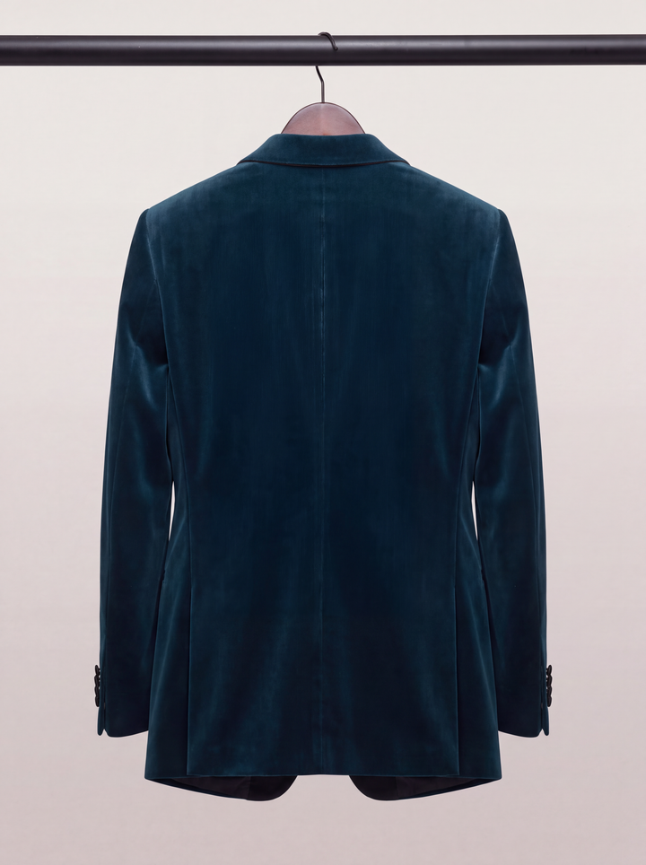 Midnight Teal Velvet Holiday Dinner Jacket
