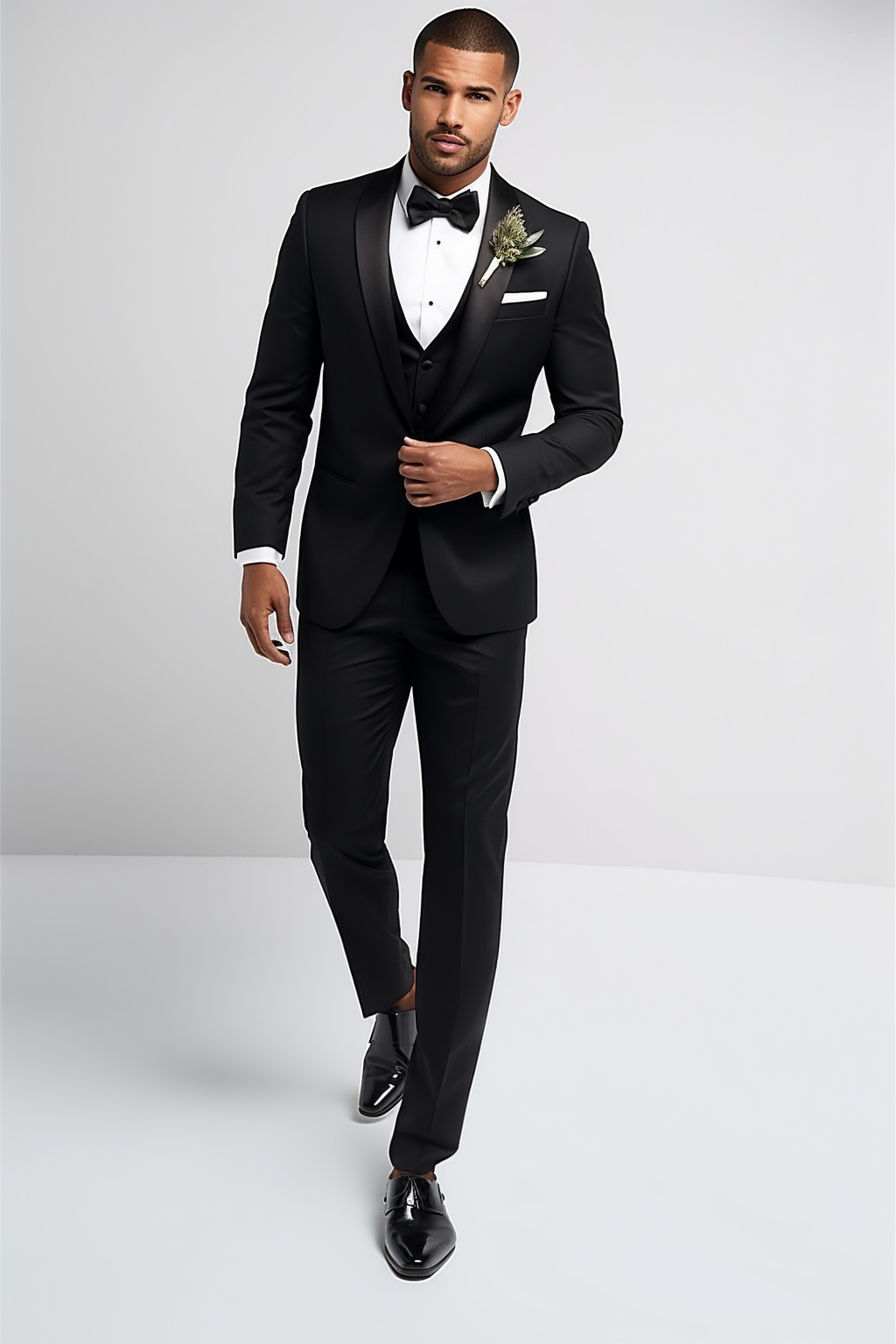 Men's Classic Black Shawl Lapel 3-Piece Tuxedo - Sleek Wedding and Event Attire - Timeless Formal Suit