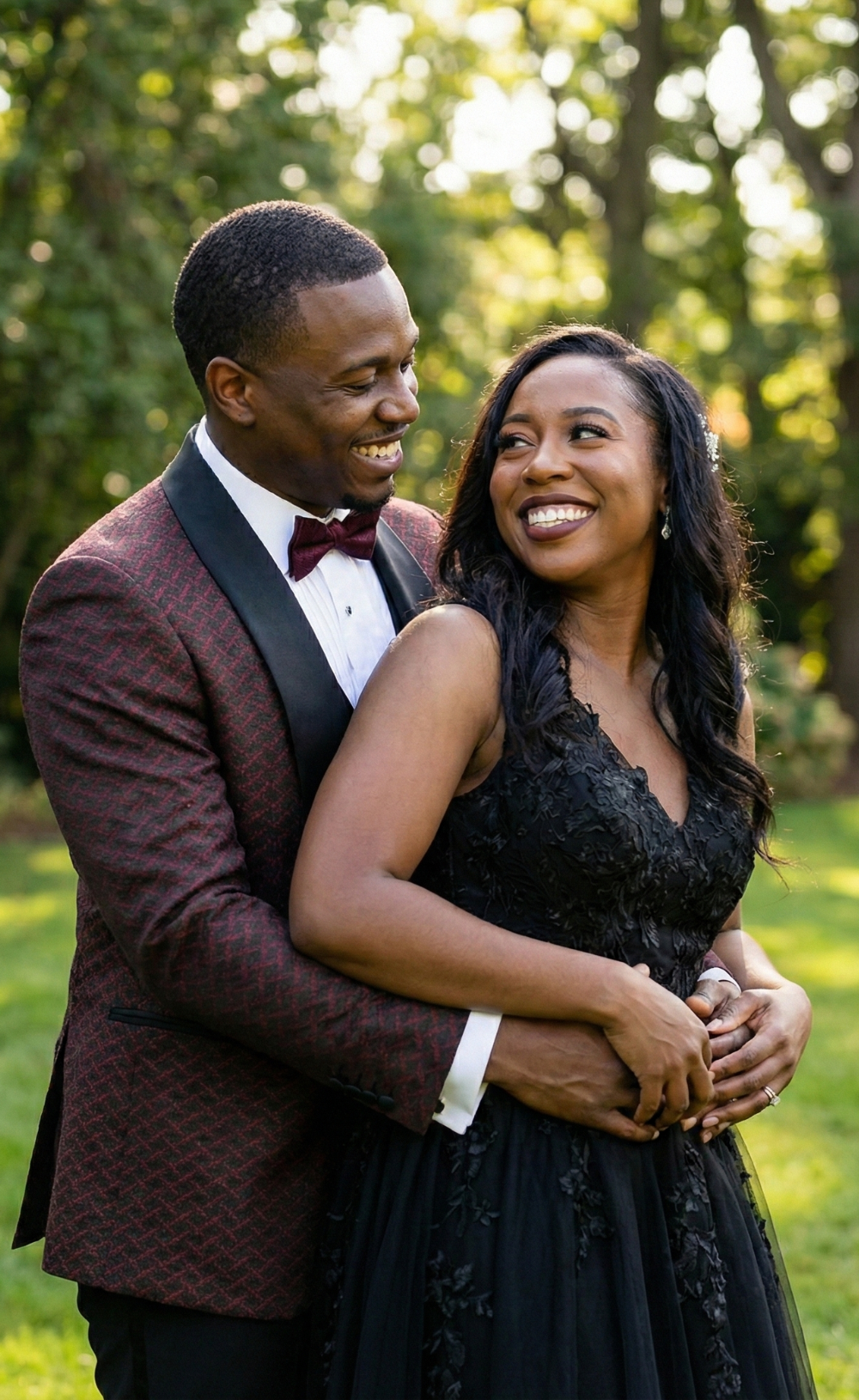 Burgundy Patterned Tuxedo Suit for Men