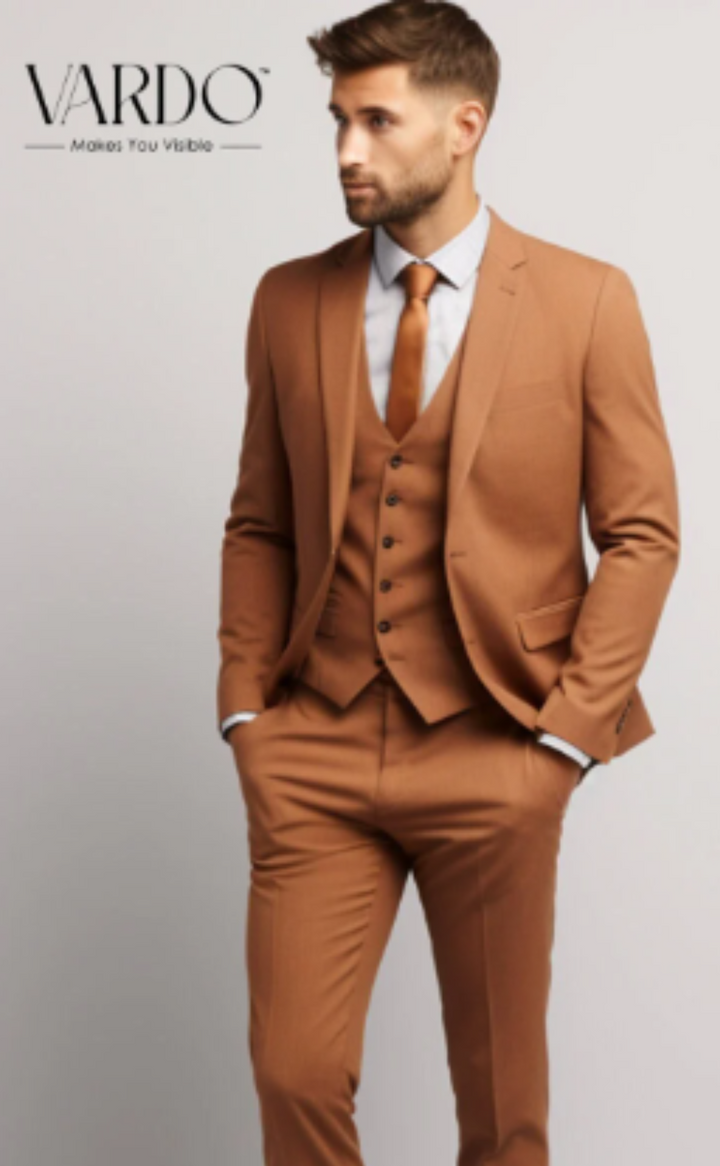 Men's Vintage Rust Notch Lapel 3-Piece Suit