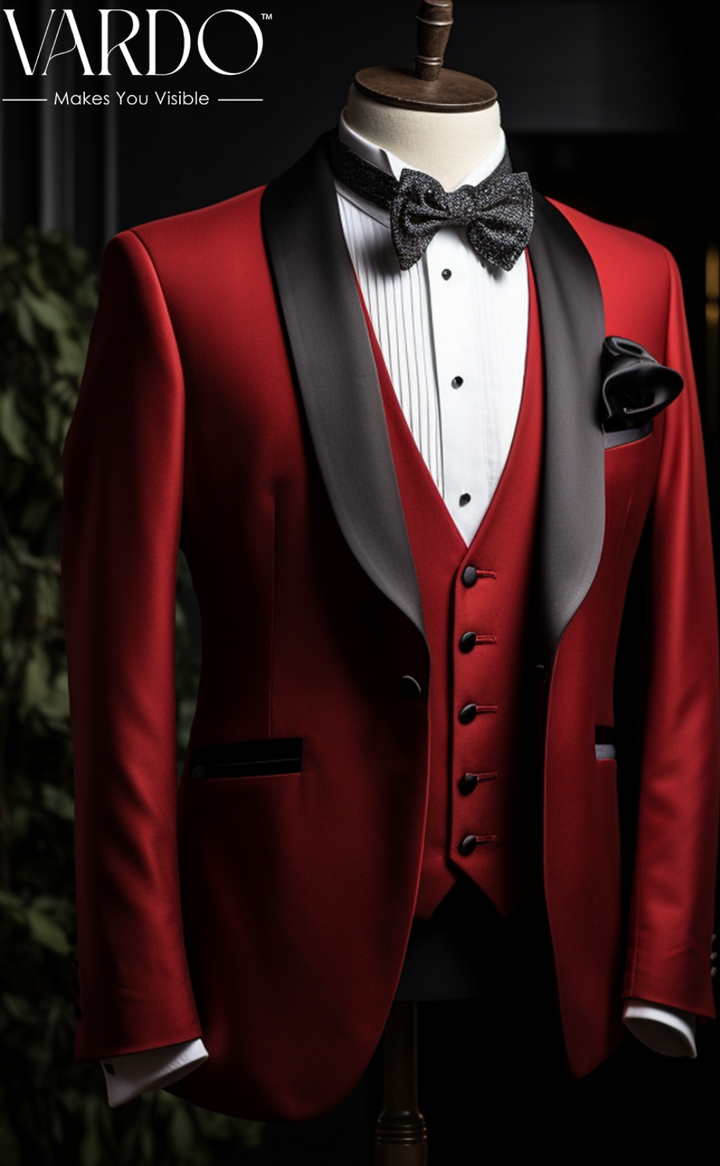 Stylish Men's Red Tuxedo Suit