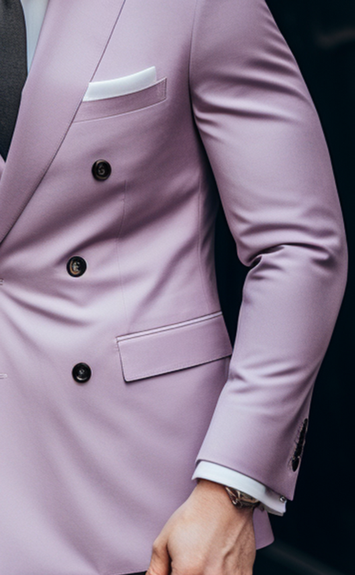 Elegant Light Purple Double Breasted Suit for Men