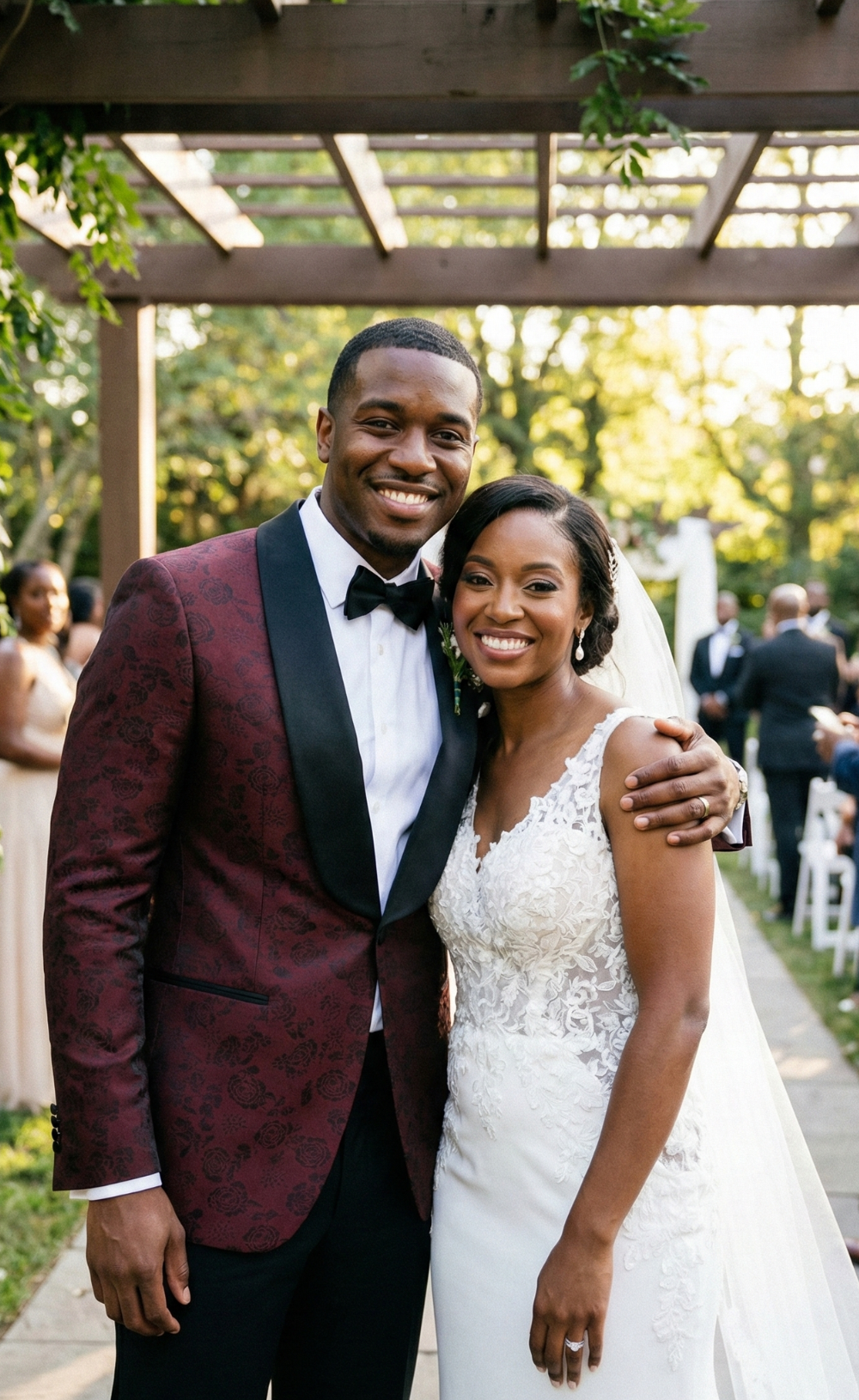 Burgundy Floral Tuxedo Suit Set with Black Shawl Lapel