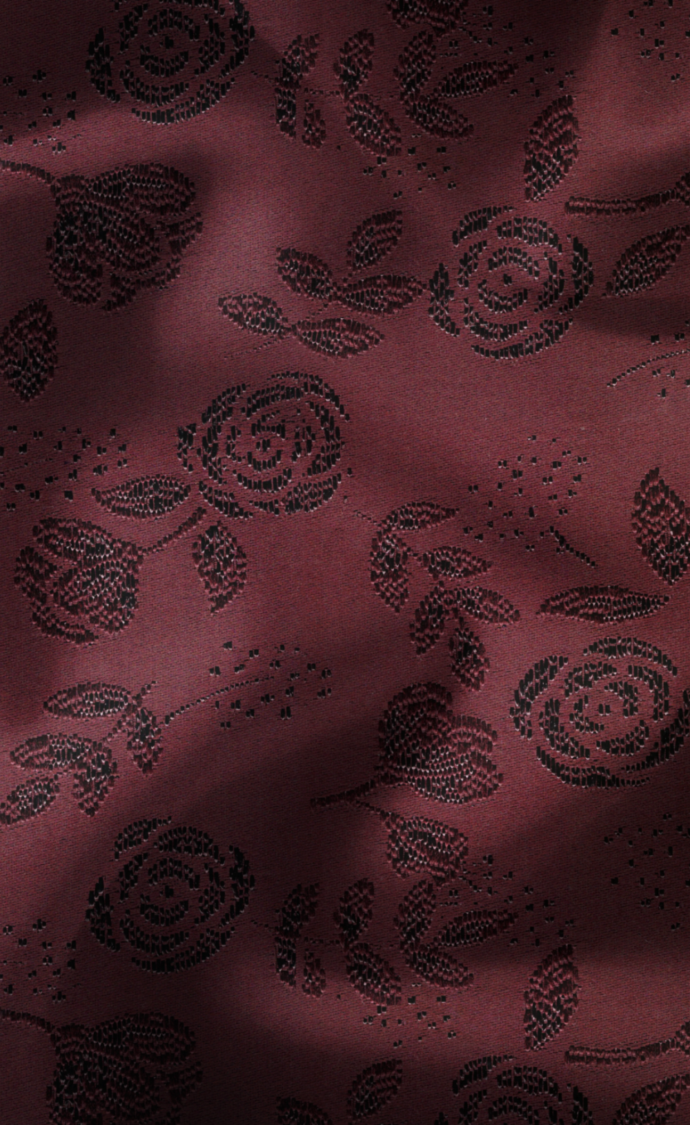 Burgundy Floral Tuxedo Suit Set with Black Shawl Lapel