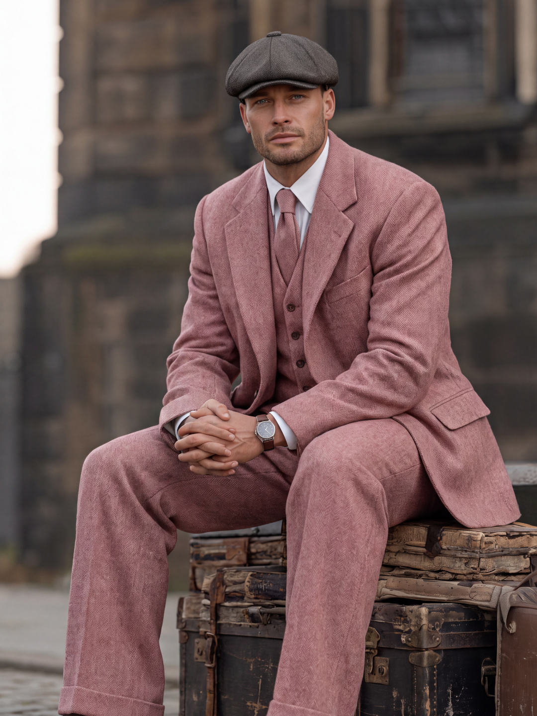 Rosewood Wool Three-Piece Suit