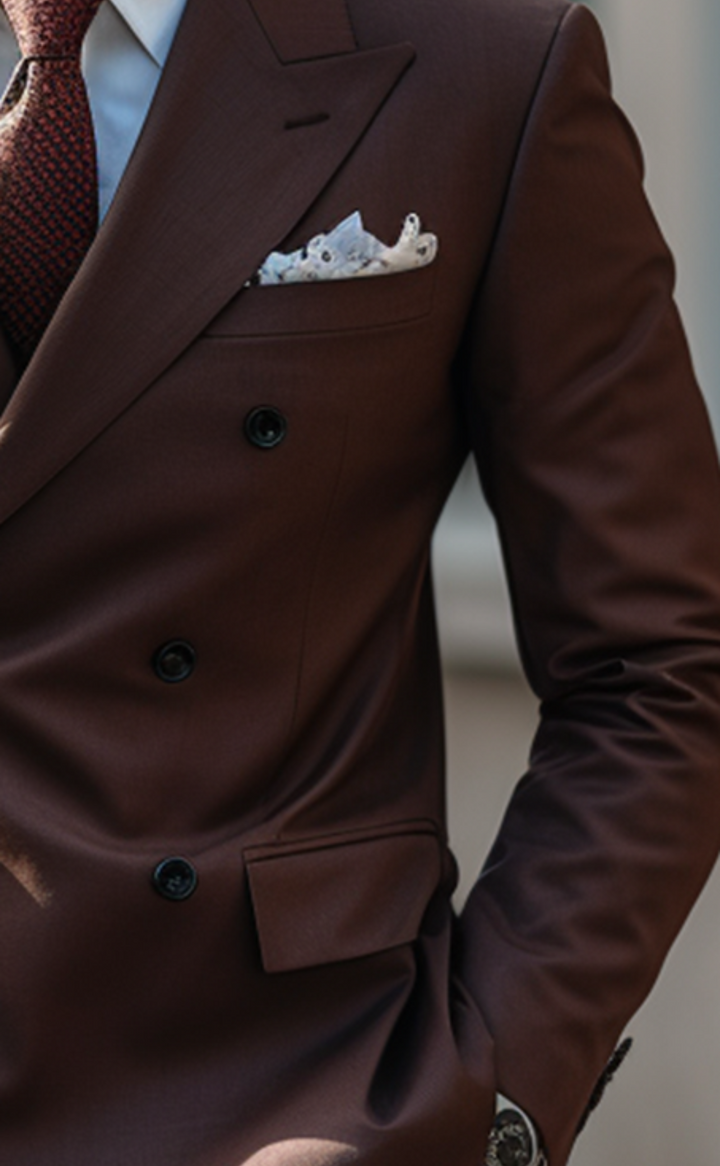 Elegant Chocolate Brown Double Breasted Suit for Men