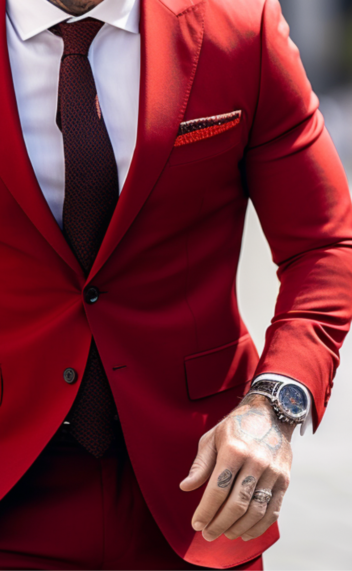 Red Two Piece Wedding and Business Suit for Men - Bold, Elegant, and Versatile