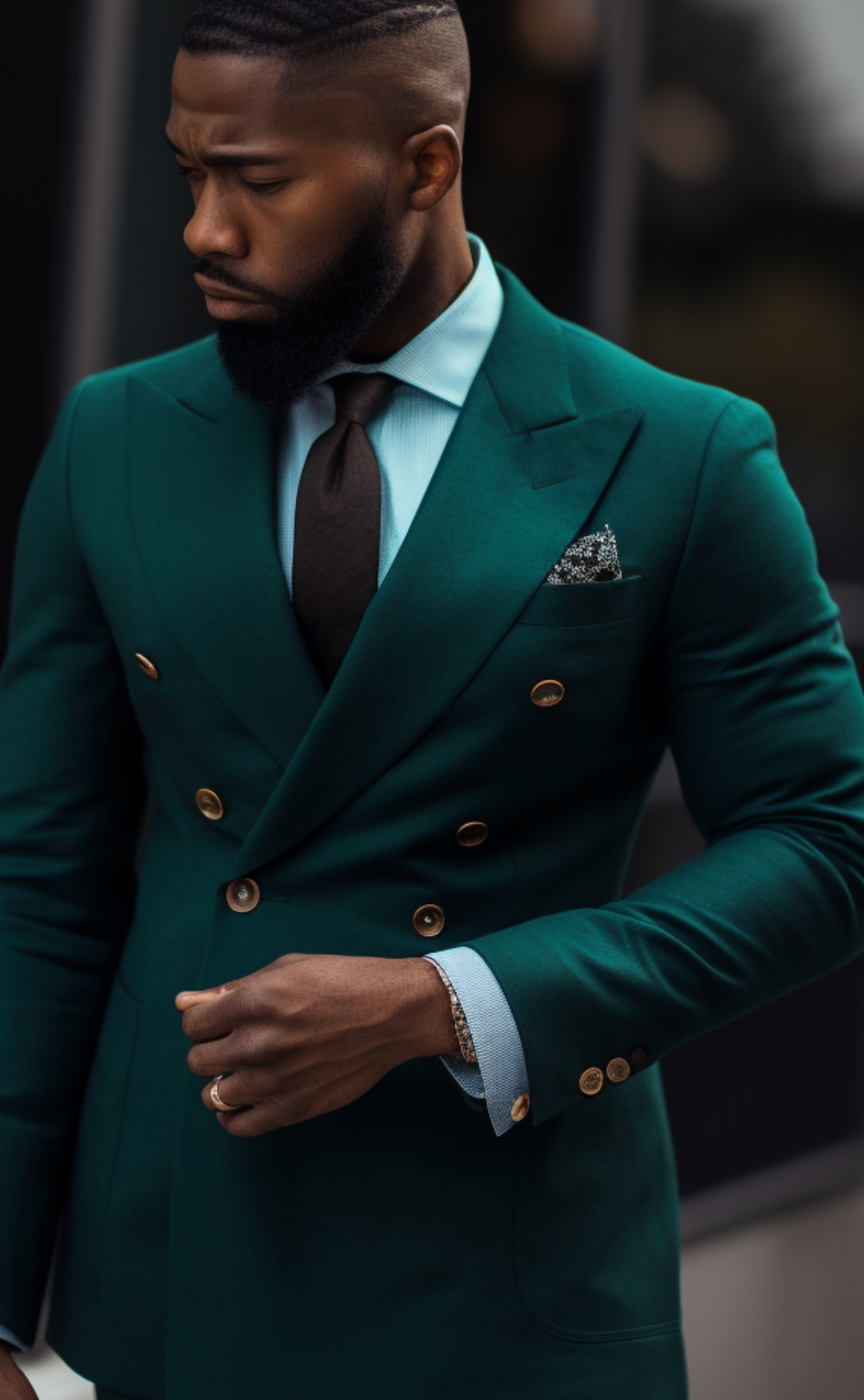 Dark Green Double Breasted Suit - Perfect for Weddings and Business