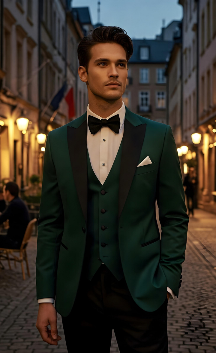 Men's Dark Emerald Green 3-Piece Suit - Luxe Tailored Elegance for Formal & Business Events, The Rising Sun Store, Vardo