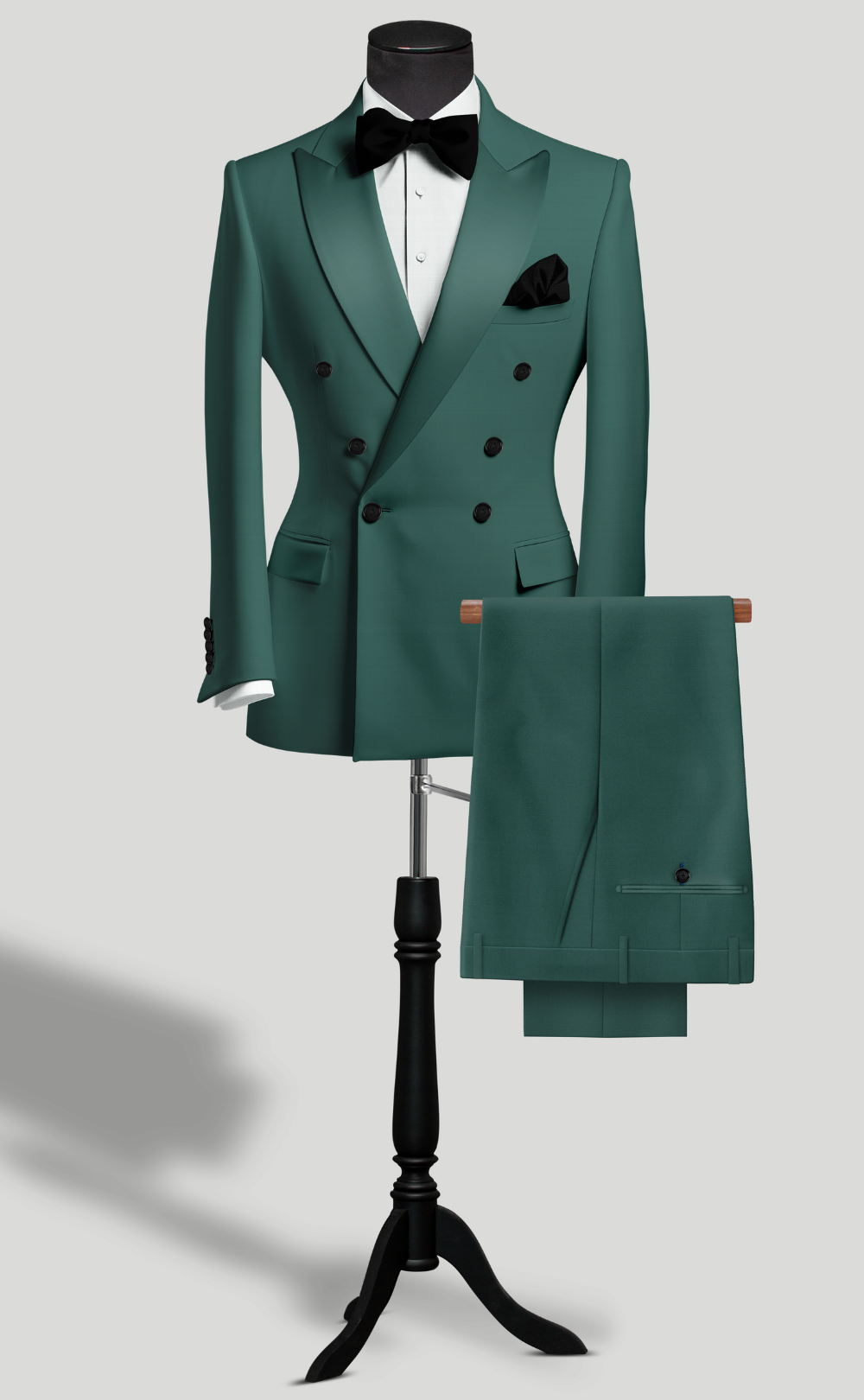 Exquisite Dark Green Double Breasted Men's Suit - Elegant, Tailored Fit - Distinctive Formal and Business Attire