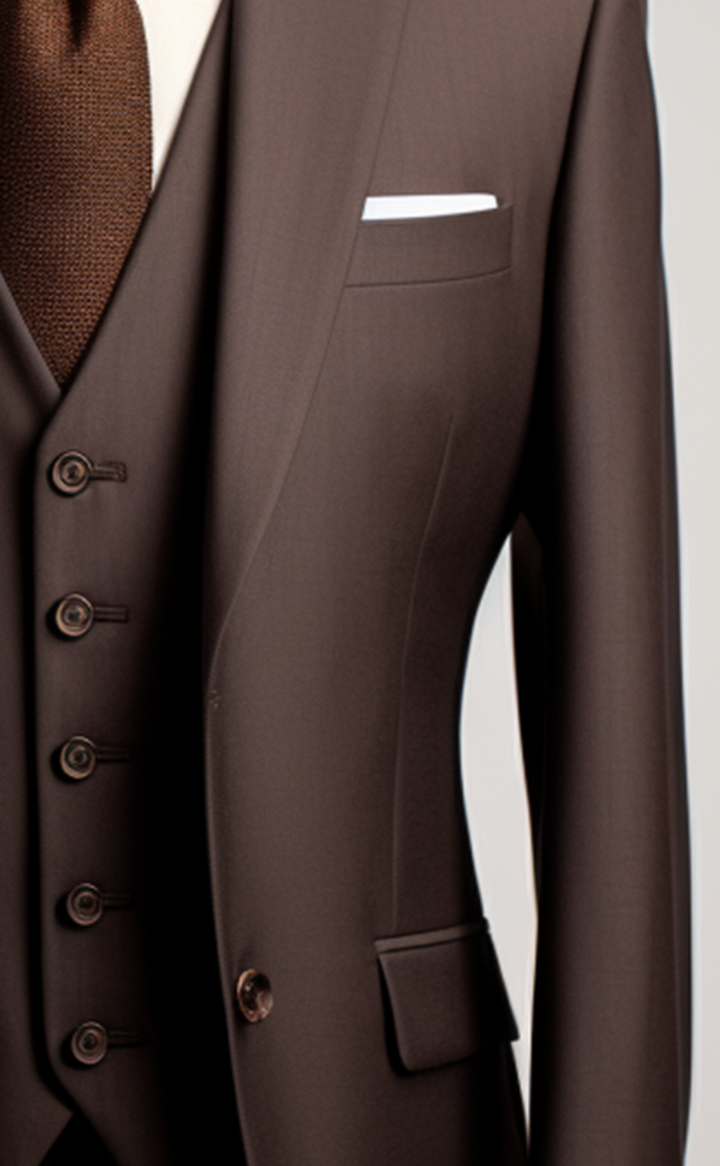 Sophisticated Formal Chocolate Brown Three Piece Suit for Men