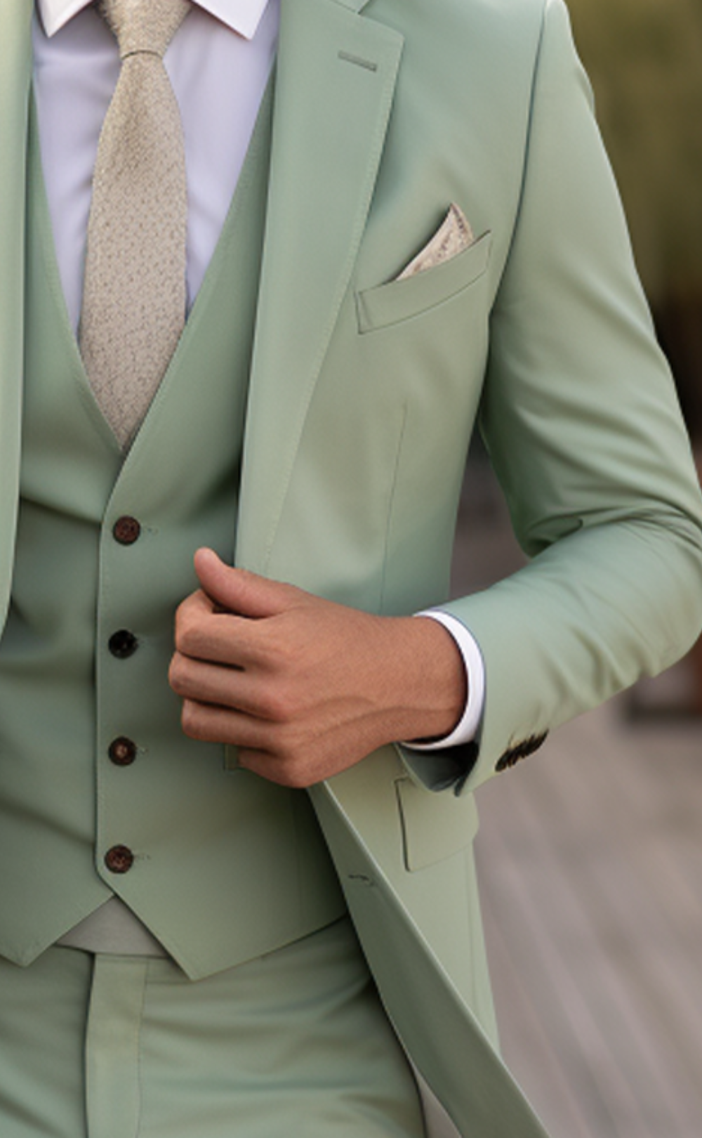 Classic Sage Green Three-Piece Suit for Men