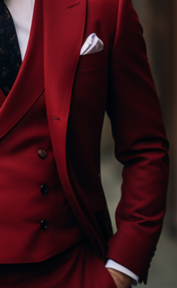 Premium Men's Red Three Piece Suit