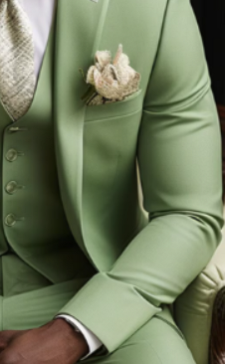 Premium Men's Honey Dew Green Three Piece Suit