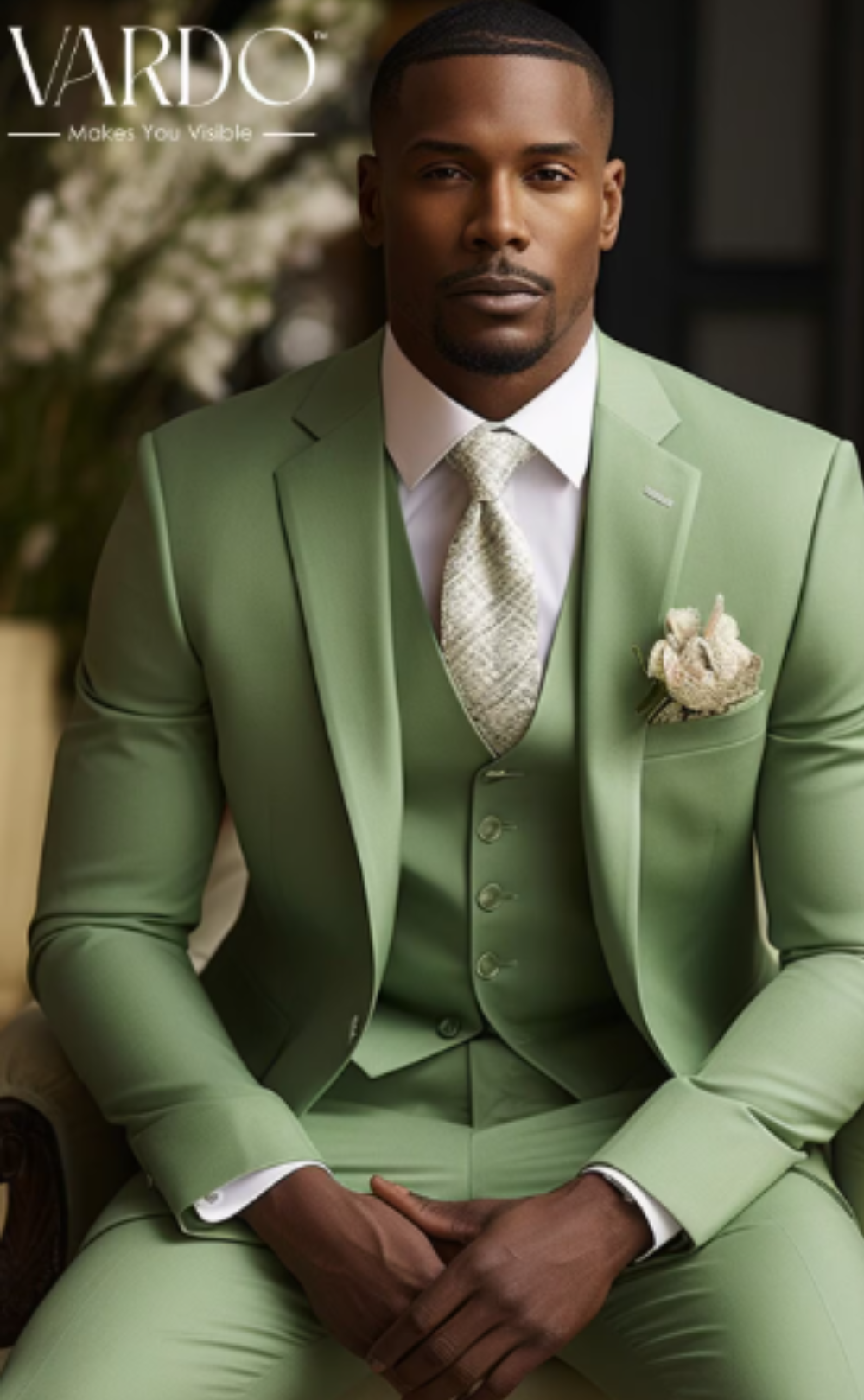 Premium Men's Honey Dew Green Three Piece Suit