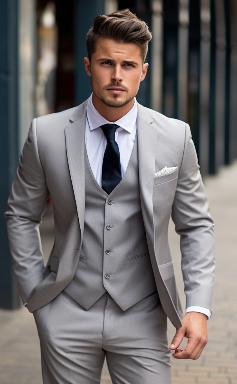 Light Grey Three Piece Wedding and Business Suit for Men - Elegant, Versatile, and Stylish