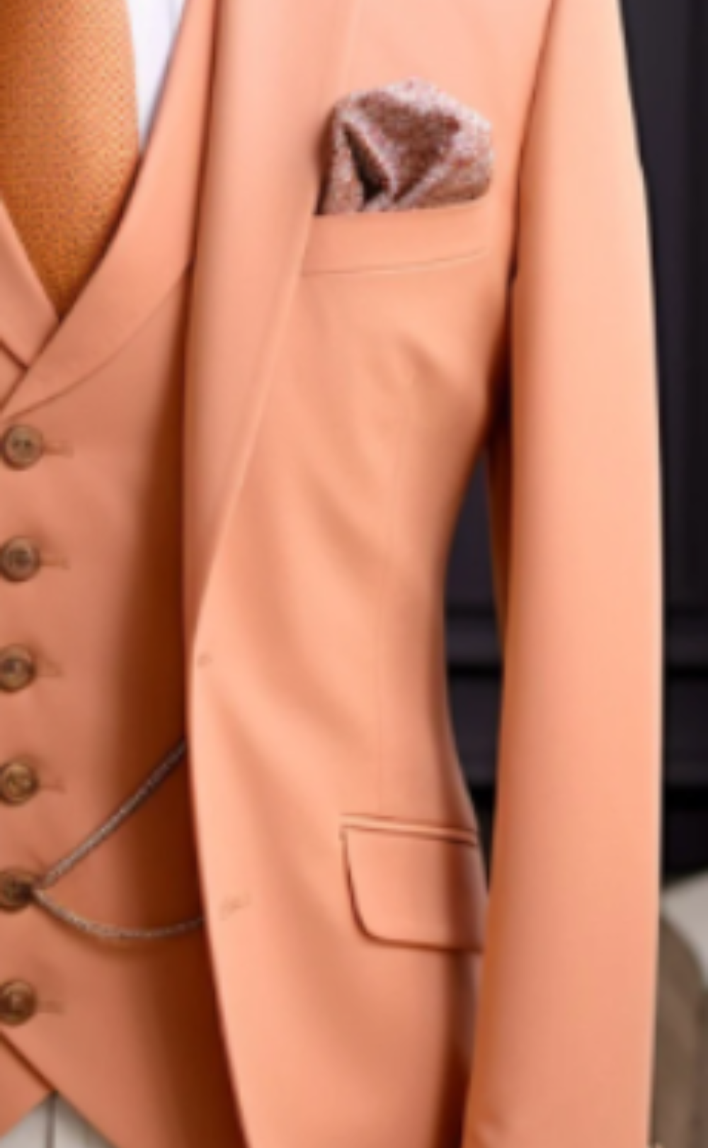 Light Orange Three-Piece Suit for Men