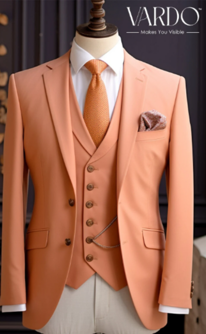 Light Orange Three-Piece Suit for Men