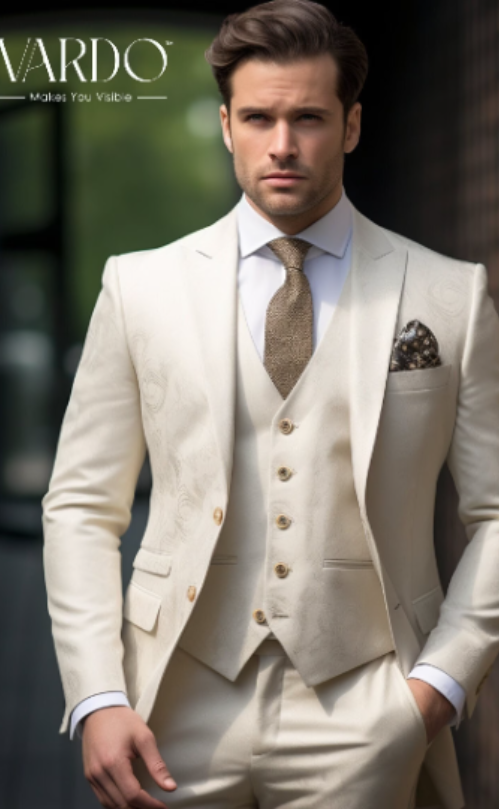 Men's Cream 3-Piece Suit - Luxurious Tailored Fit