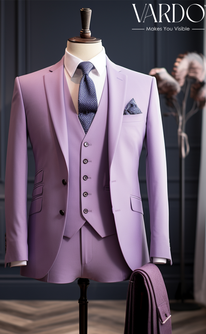 Premium Light Purple Three Piece Suit for Men