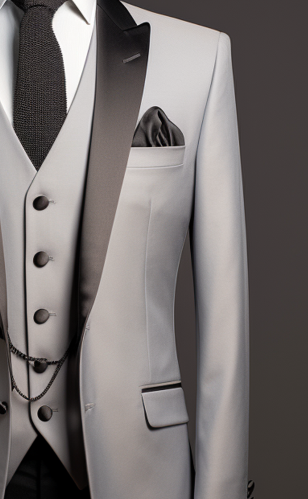 Premium Light Grey Three-Piece Suit for Men