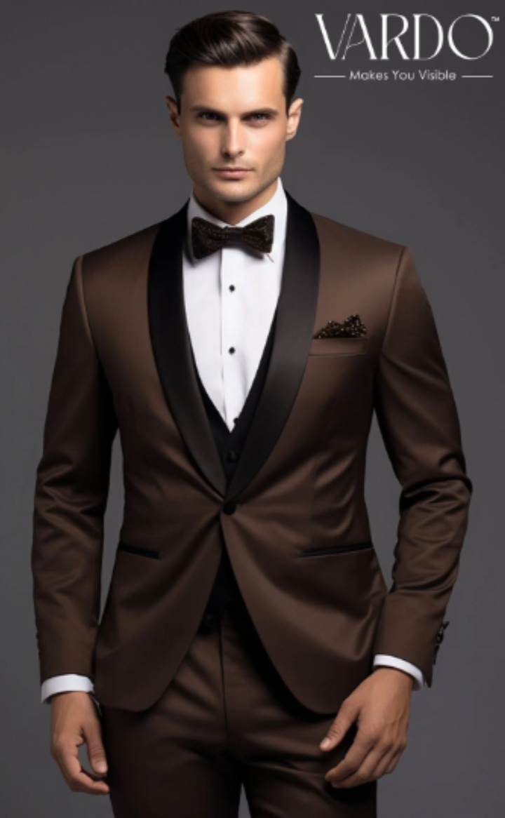 Elegant Coffee Brown Tuxedo Suit for Men - Premium Formal Wear - Tailored Suit